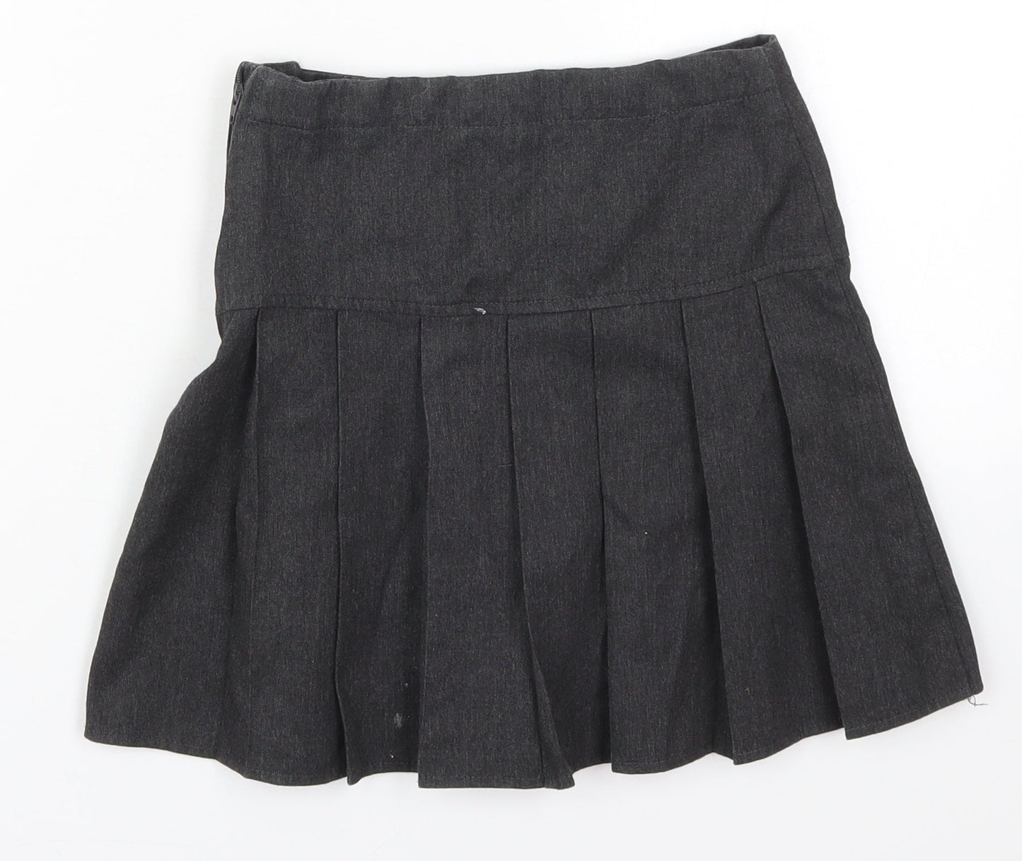 NEXT Girls Grey  Polyester Pleated Skirt Size 7 Years  Regular Zip