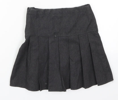 NEXT Girls Grey  Polyester Pleated Skirt Size 7 Years  Regular Zip