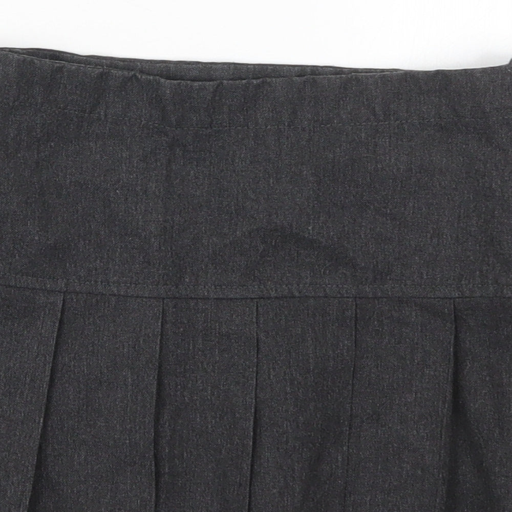 NEXT Girls Grey  Polyester Pleated Skirt Size 7 Years  Regular Zip