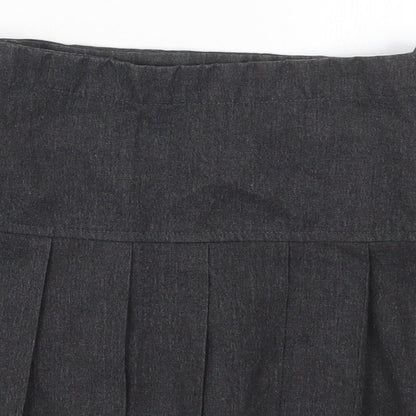 NEXT Girls Grey  Polyester Pleated Skirt Size 7 Years  Regular Zip