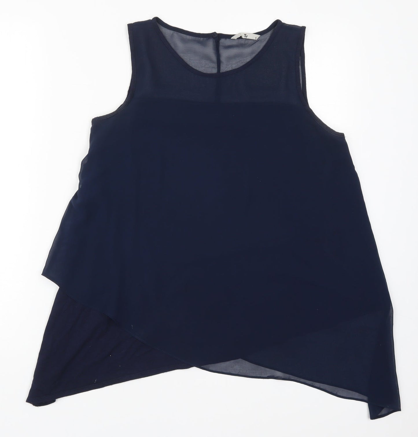 TU Womens Blue  Viscose Basic Tank Size 10 Round Neck