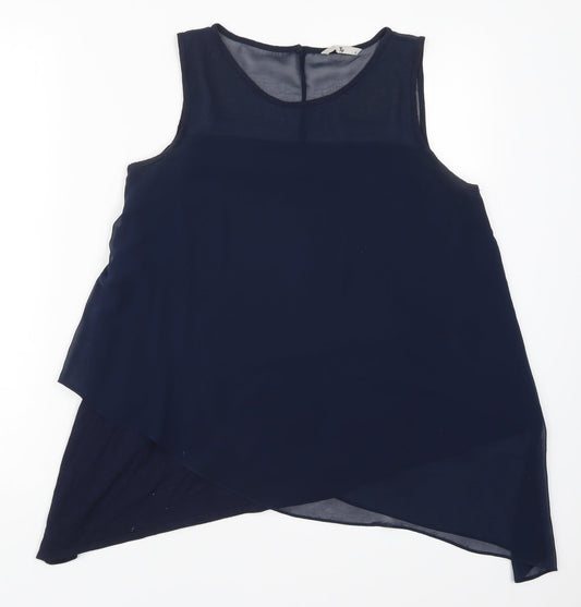 TU Womens Blue  Viscose Basic Tank Size 10 Round Neck