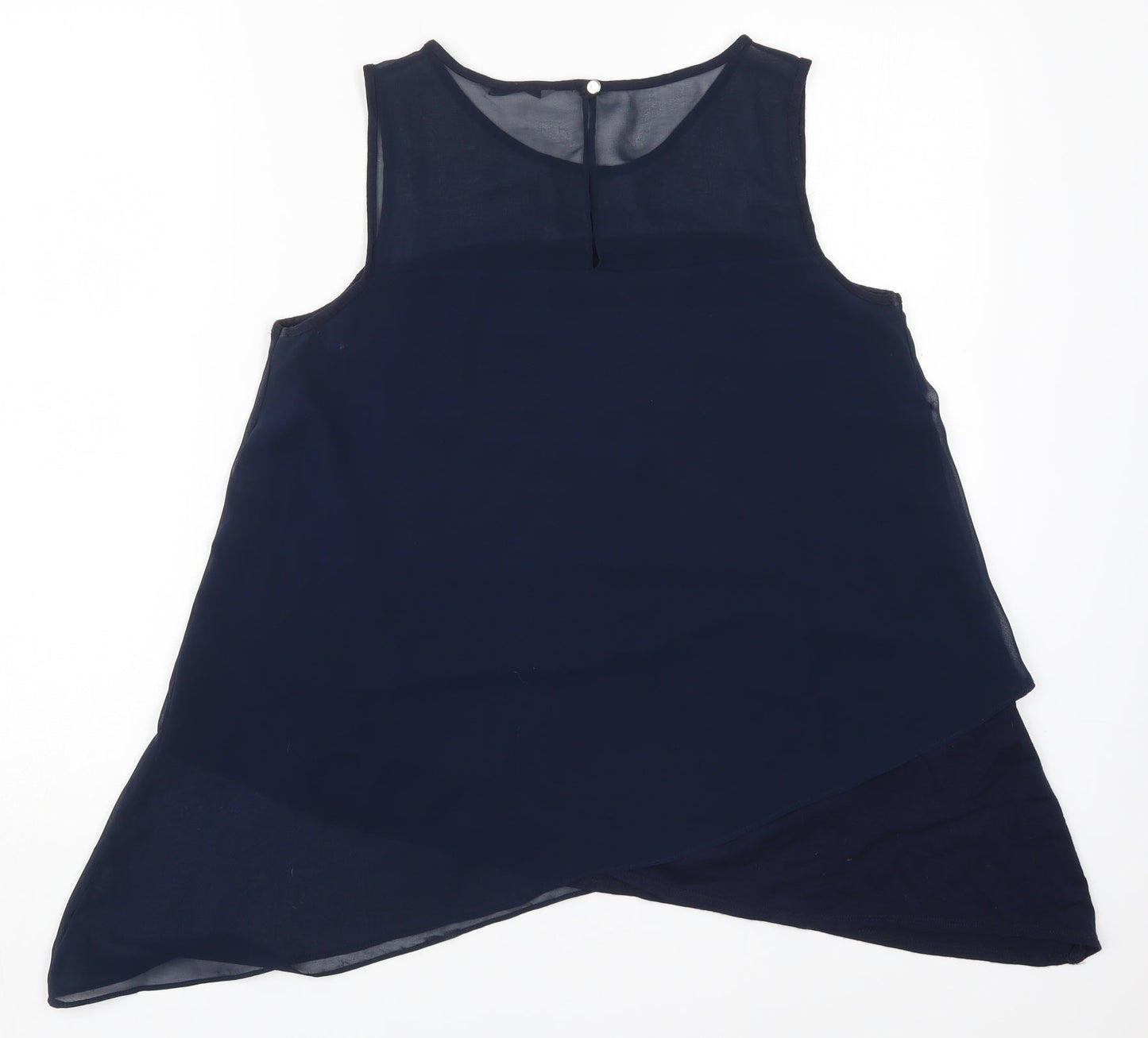 TU Womens Blue  Viscose Basic Tank Size 10 Round Neck