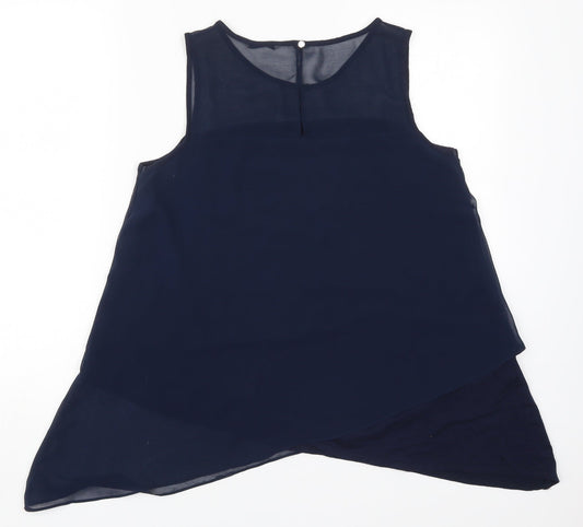 TU Womens Blue  Viscose Basic Tank Size 10 Round Neck