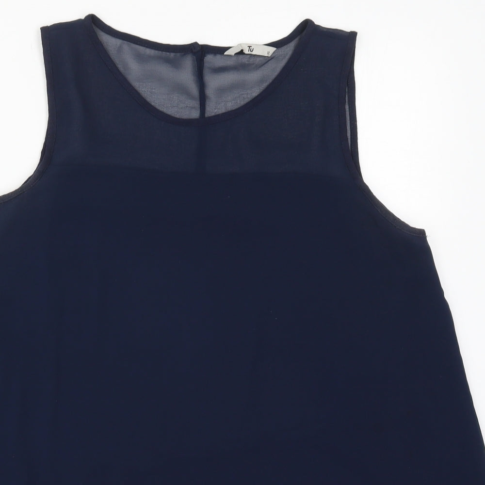 TU Womens Blue  Viscose Basic Tank Size 10 Round Neck