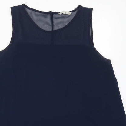 TU Womens Blue  Viscose Basic Tank Size 10 Round Neck