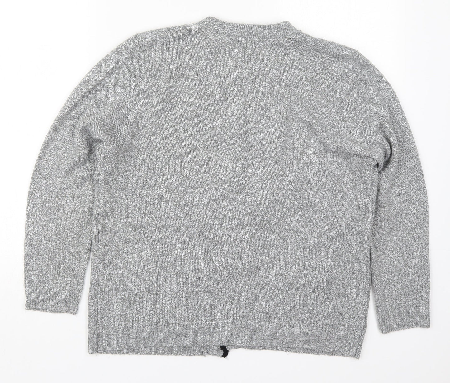 Glimpse Womens Grey Round Neck  Acrylic Cardigan Jumper Size S