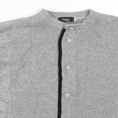Glimpse Womens Grey Round Neck  Acrylic Cardigan Jumper Size S