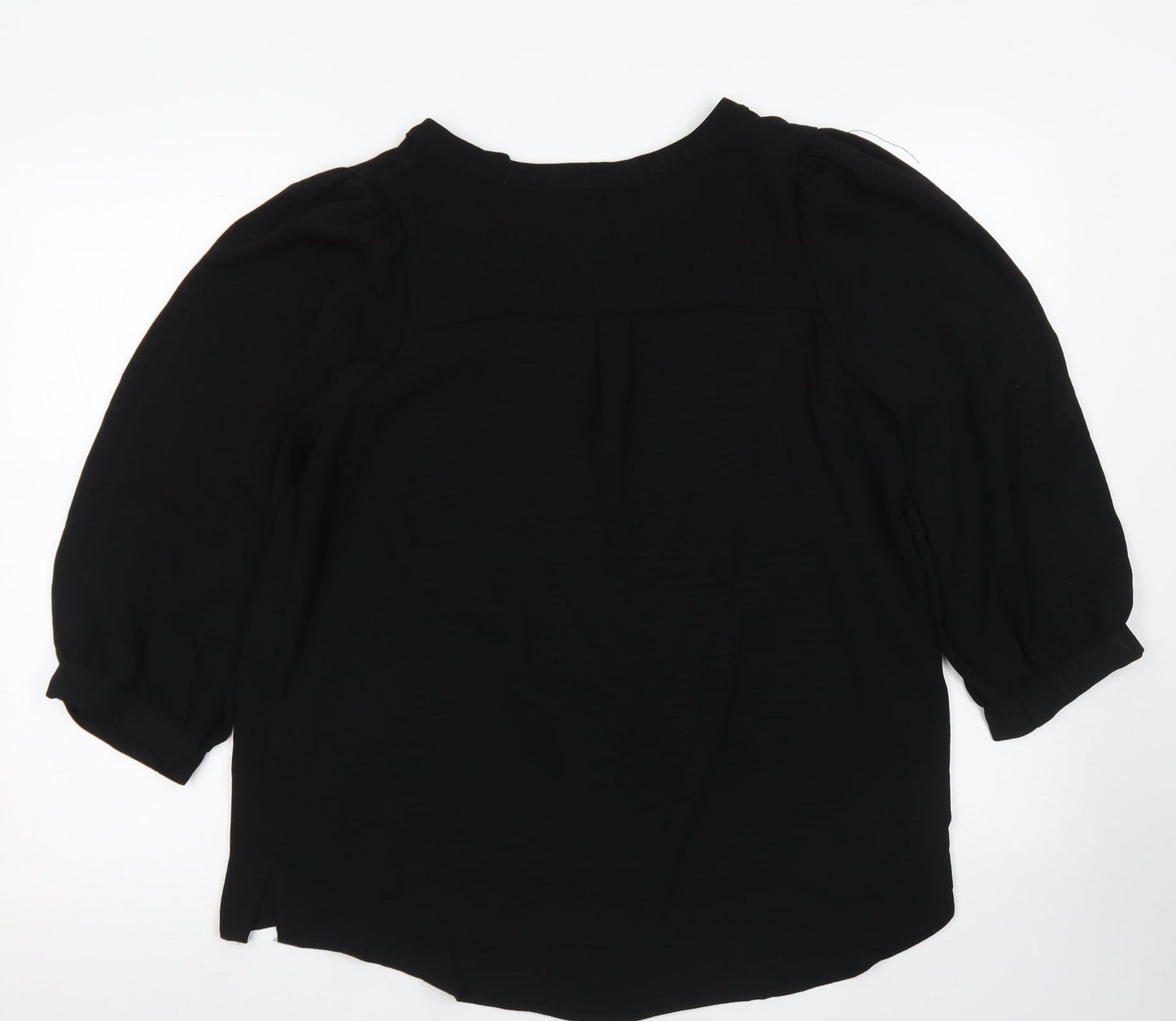 George Womens Black  Polyester Basic Blouse Size 12 V-Neck