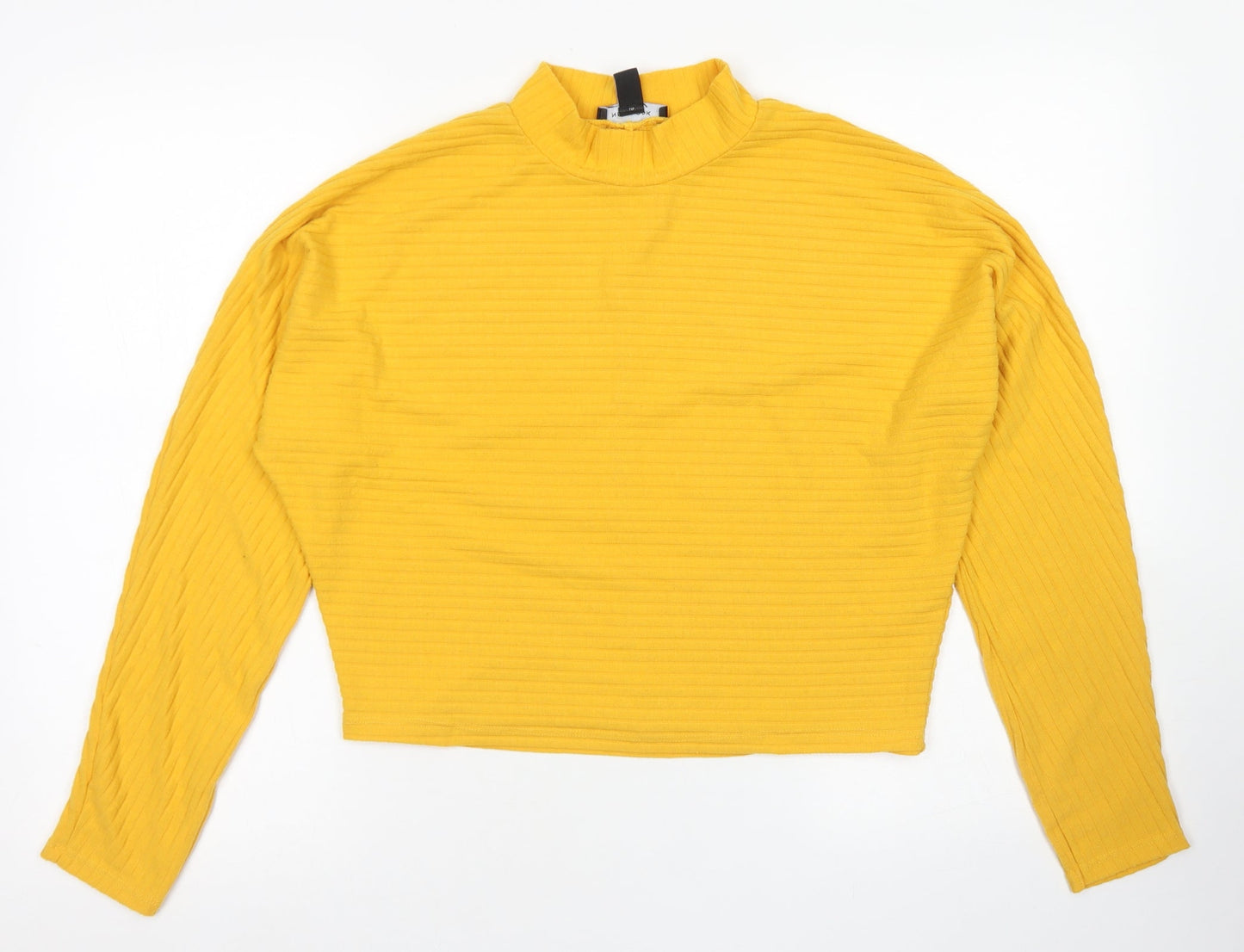 Womens UK Size 8 New Look Yellow Cropped T-Shirt