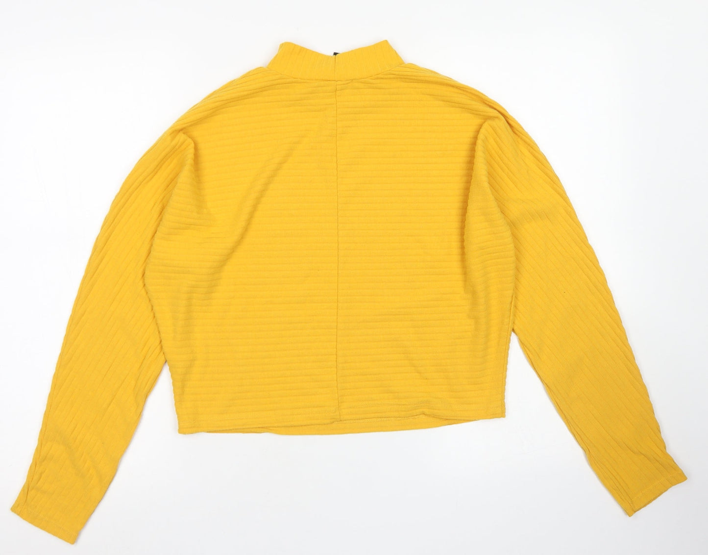 Womens UK Size 8 New Look Yellow Cropped T-Shirt