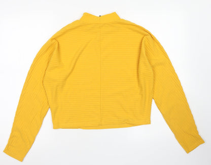 Womens UK Size 8 New Look Yellow Cropped T-Shirt