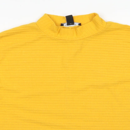 Womens UK Size 8 New Look Yellow Cropped T-Shirt