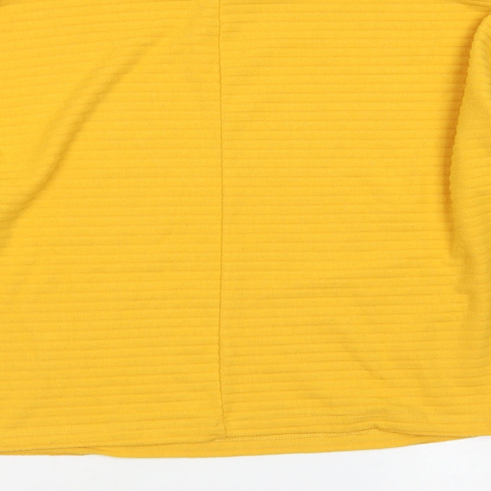 Womens UK Size 8 New Look Yellow Cropped T-Shirt