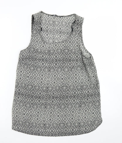 Primark Womens Black Argyle/Diamond Polyester Basic Blouse Size 10 Round Neck