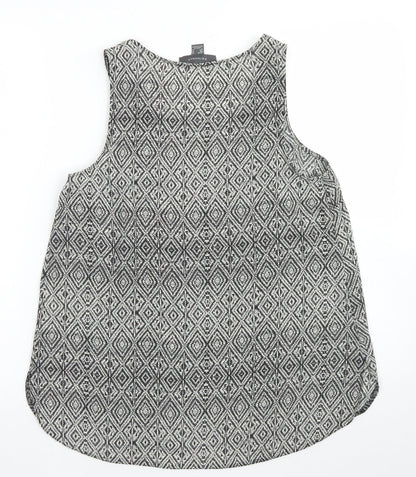 Primark Womens Black Argyle/Diamond Polyester Basic Blouse Size 10 Round Neck