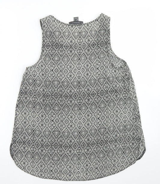 Primark Womens Black Argyle/Diamond Polyester Basic Blouse Size 10 Round Neck