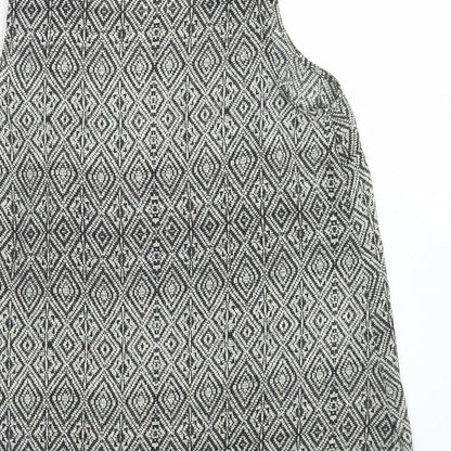 Primark Womens Black Argyle/Diamond Polyester Basic Blouse Size 10 Round Neck