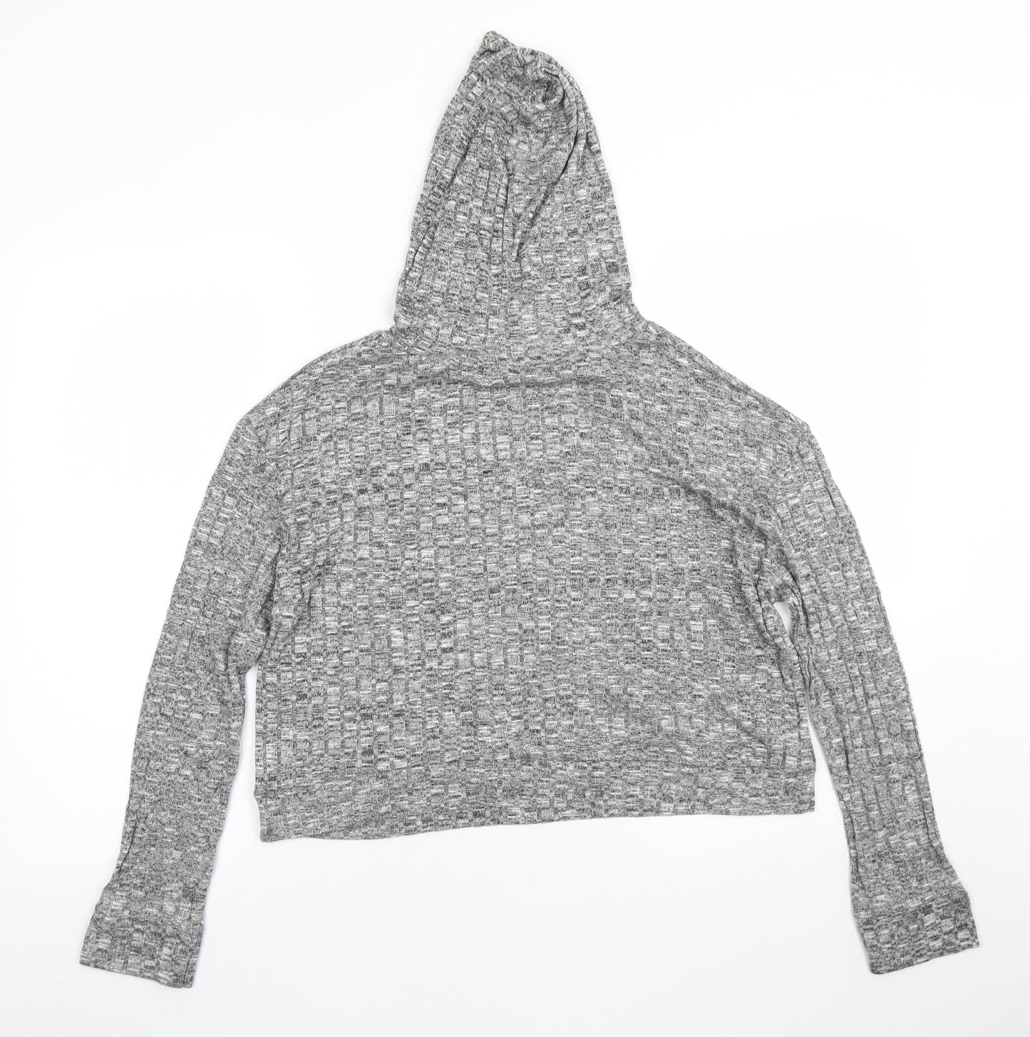 Boohoo Womens Grey  Polyester Pullover Hoodie Size M   - cropped