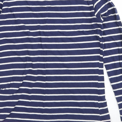 Follow that Dream Womens Blue Striped Cotton Basic T-Shirt Size 8 Crew Neck