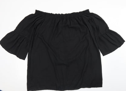 Womens UK Size 3XL Zanzea Black Basic Blouse