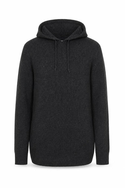 Front view of ASOS men’s black cotton pullover hoodie, size XS