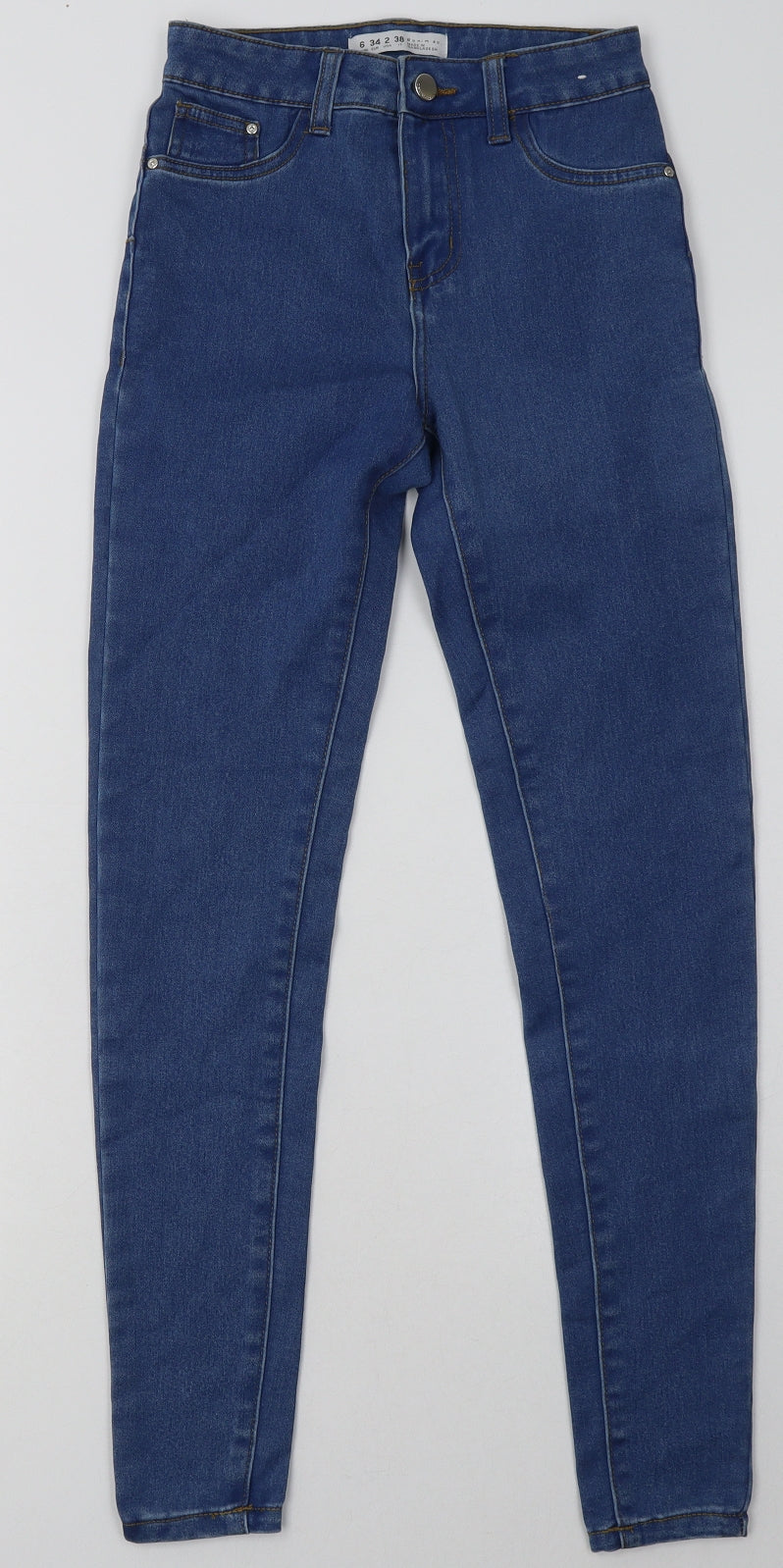 Primark Womens Blue  Cotton Skinny Jeans Size 6 L30 in Regular Button