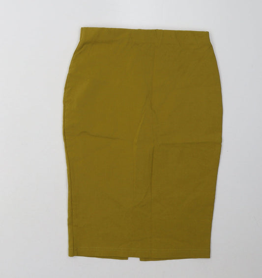 Primark Womens Yellow  Viscose A-Line Skirt Size 8   Zip