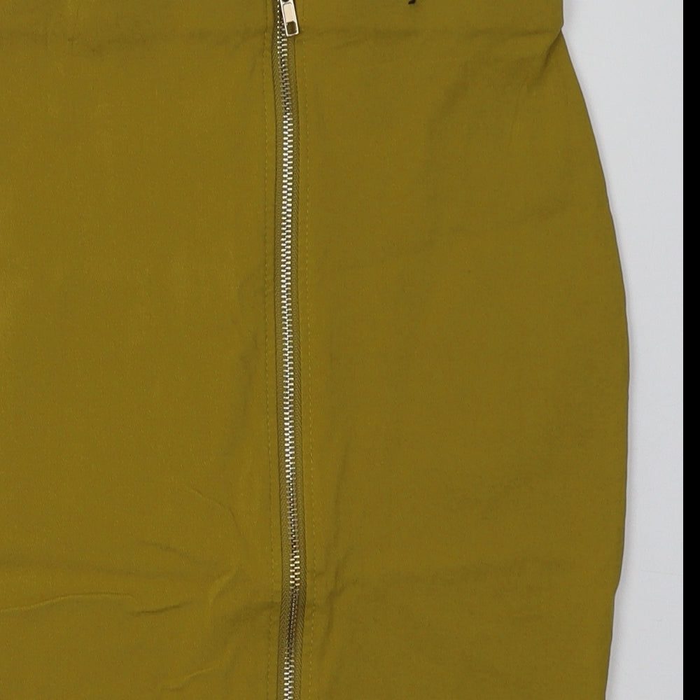Primark Womens Yellow  Viscose A-Line Skirt Size 8   Zip
