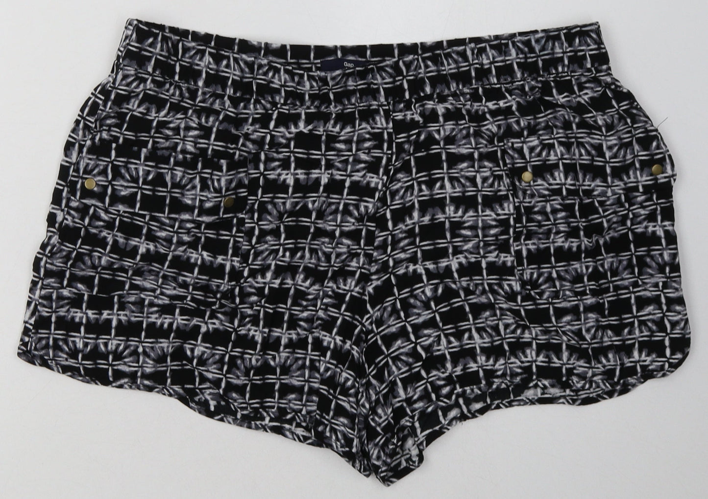 Gap Womens Black Geometric Viscose Sweat Shorts Size L L4 in Regular