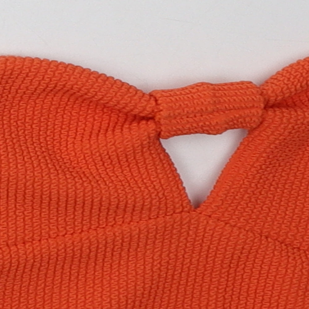 Boohoo Womens Orange  Polyester Cropped Tank Size 12 Off the Shoulder