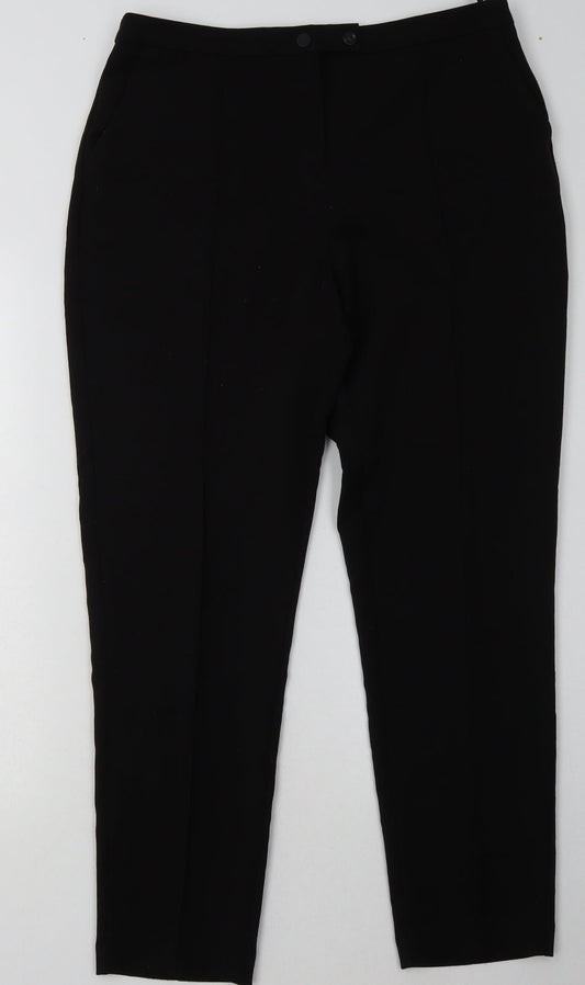 F&F Womens Black  Polyester Trousers  Size 12 L31 in Regular Buckle
