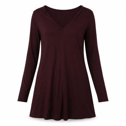 Front view of H&M women’s red viscose a-line, size S, v-neck pullover