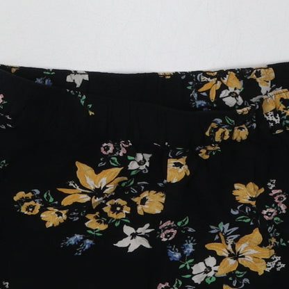H&M Womens Black Floral Viscose Sweat Shorts Size 4 L3 in Regular