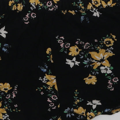 H&M Womens Black Floral Viscose Sweat Shorts Size 4 L3 in Regular