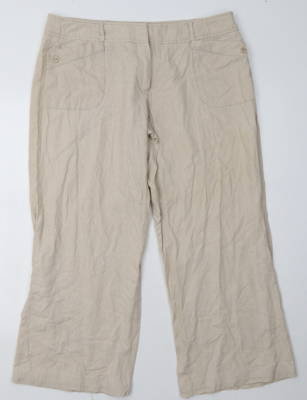 mimosa Womens Beige  Viscose Trousers  Size 16 L28 in Regular Hook & Eye