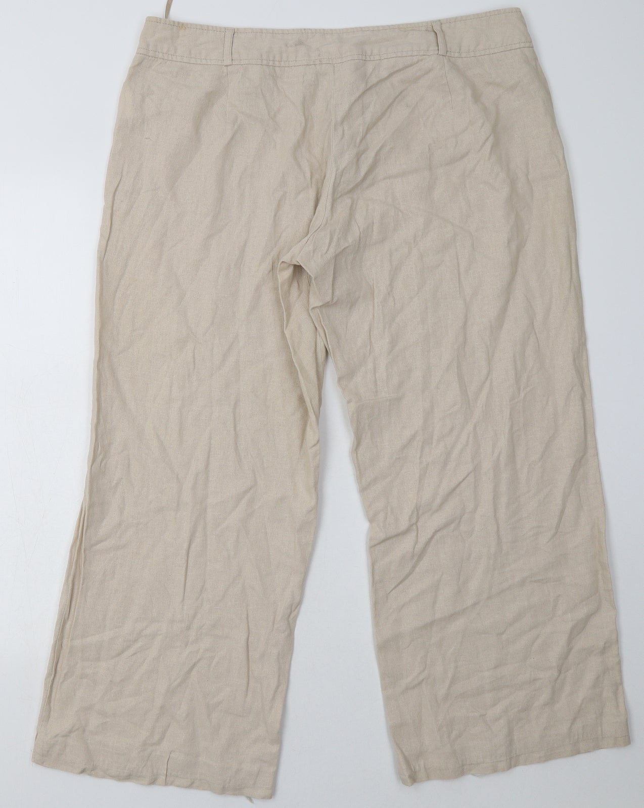 mimosa Womens Beige  Viscose Trousers  Size 16 L28 in Regular Hook & Eye