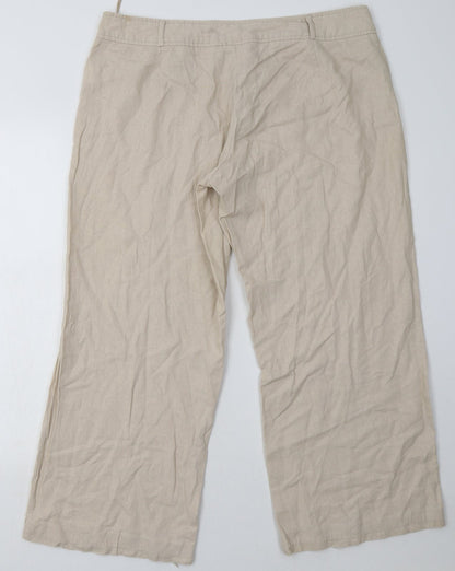 mimosa Womens Beige  Viscose Trousers  Size 16 L28 in Regular Hook & Eye