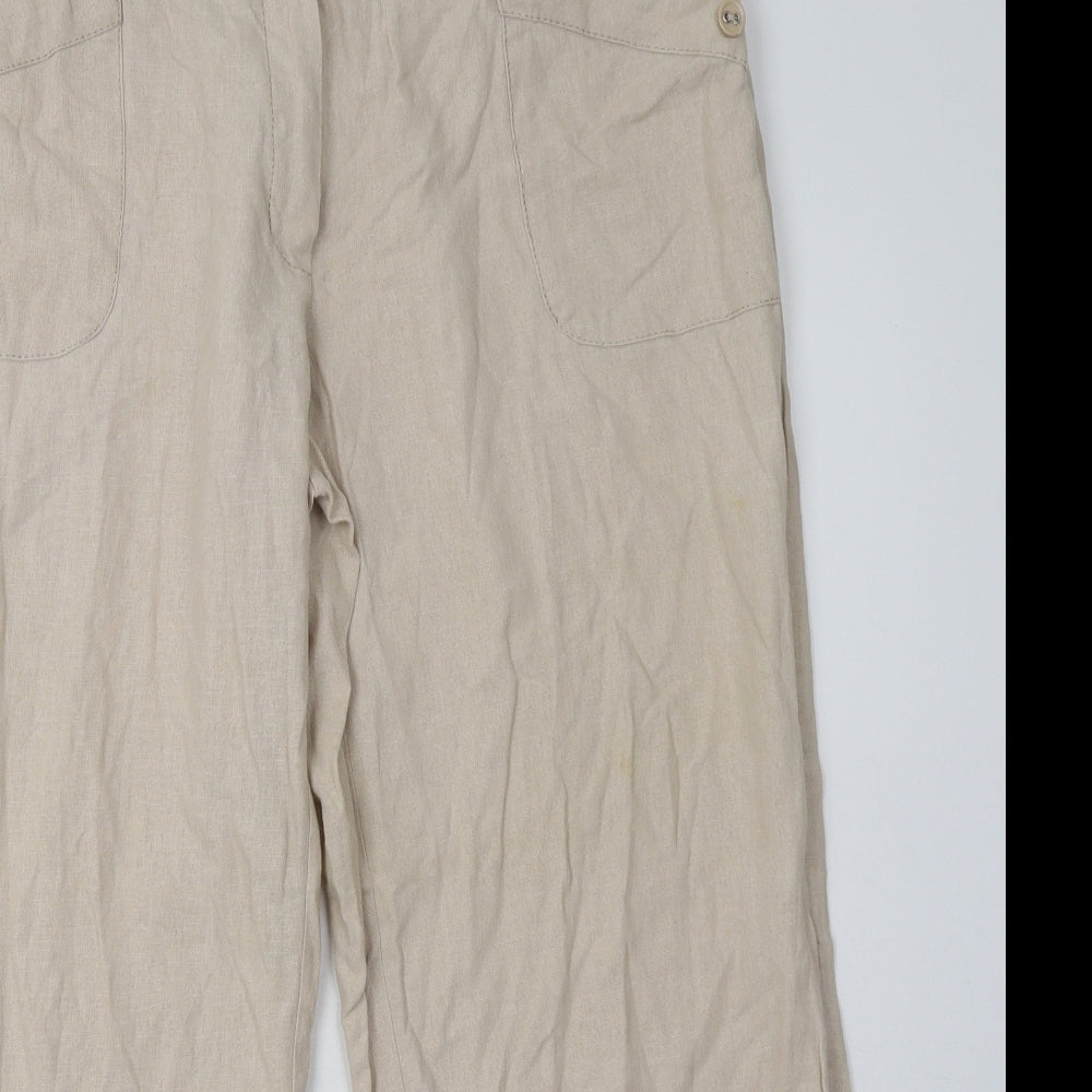 mimosa Womens Beige  Viscose Trousers  Size 16 L28 in Regular Hook & Eye