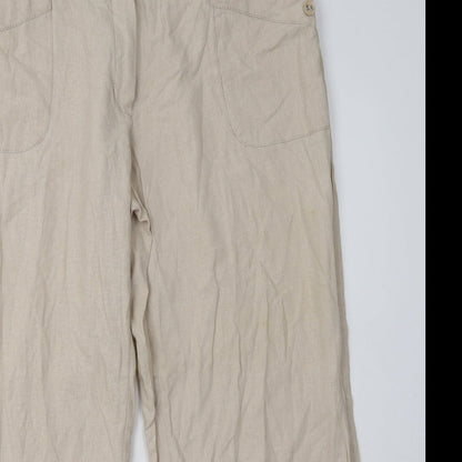 mimosa Womens Beige  Viscose Trousers  Size 16 L28 in Regular Hook & Eye