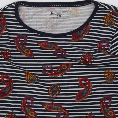 sainsburys Womens Blue Striped Cotton Pullover Sweatshirt Size 10  Pullover