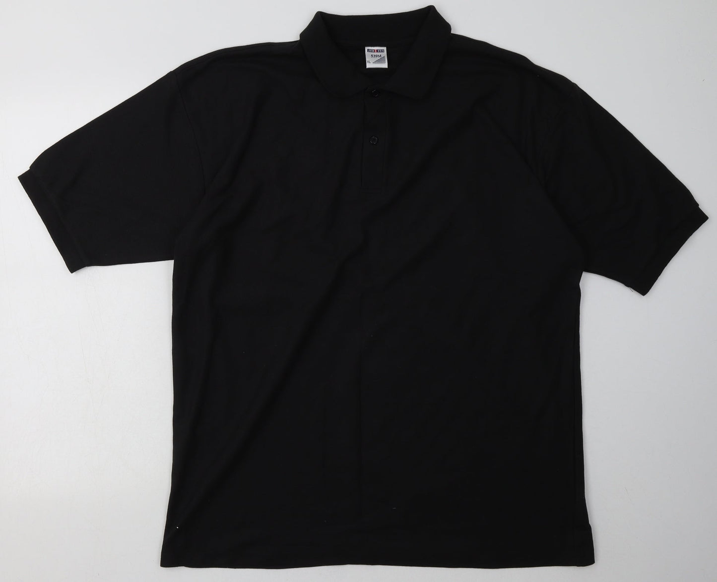 JERZEES Mens Black  Polyester  Polo Size XL Collared Button