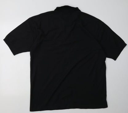 JERZEES Mens Black  Polyester  Polo Size XL Collared Button