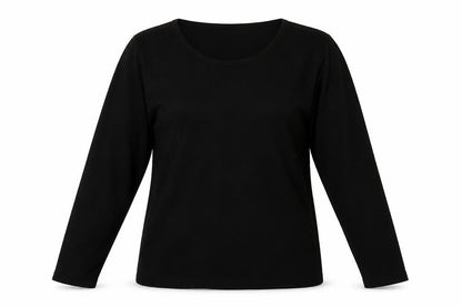 Front view of Bonmarché women’s black acrylic pullover sweatshirt, size S, pullover