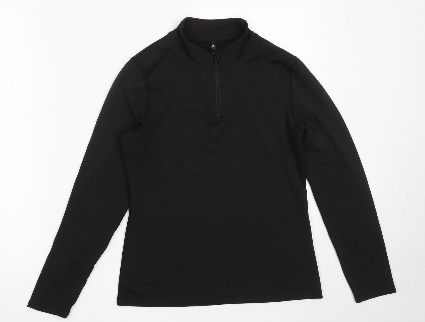 PRETTYLITTLETHING Womens Black  Polyester Henley Sweatshirt Size M