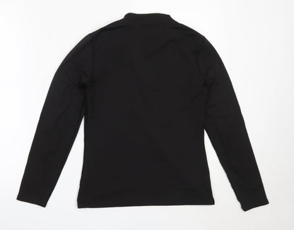 PRETTYLITTLETHING Womens Black  Polyester Henley Sweatshirt Size M