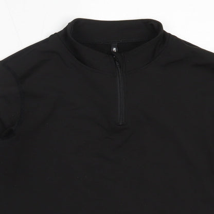 PRETTYLITTLETHING Womens Black  Polyester Henley Sweatshirt Size M