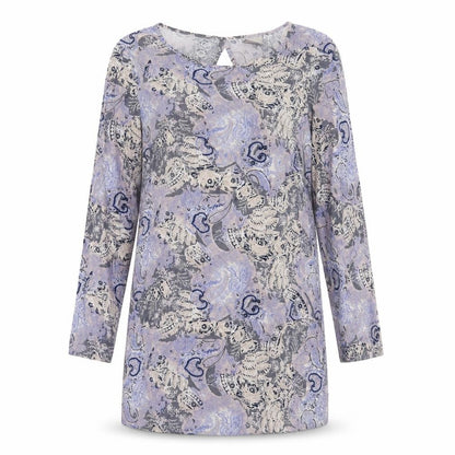 Vera Moda Womens Purple Geometric Viscose Shift  Size L  Round Neck
