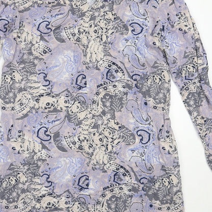 Vera Moda Womens Purple Geometric Viscose Shift  Size L  Round Neck