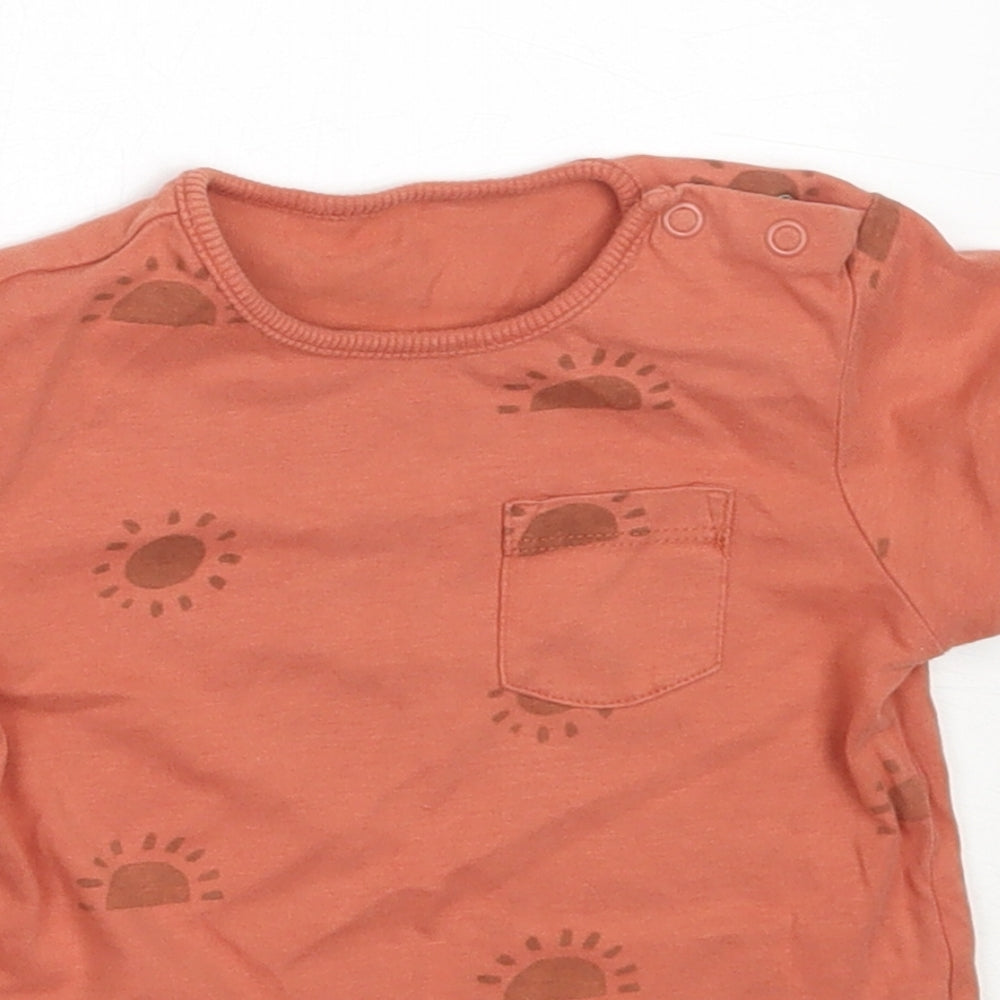 TU Boys Orange  Cotton Basic T-Shirt Size 12-18 Months Round Neck